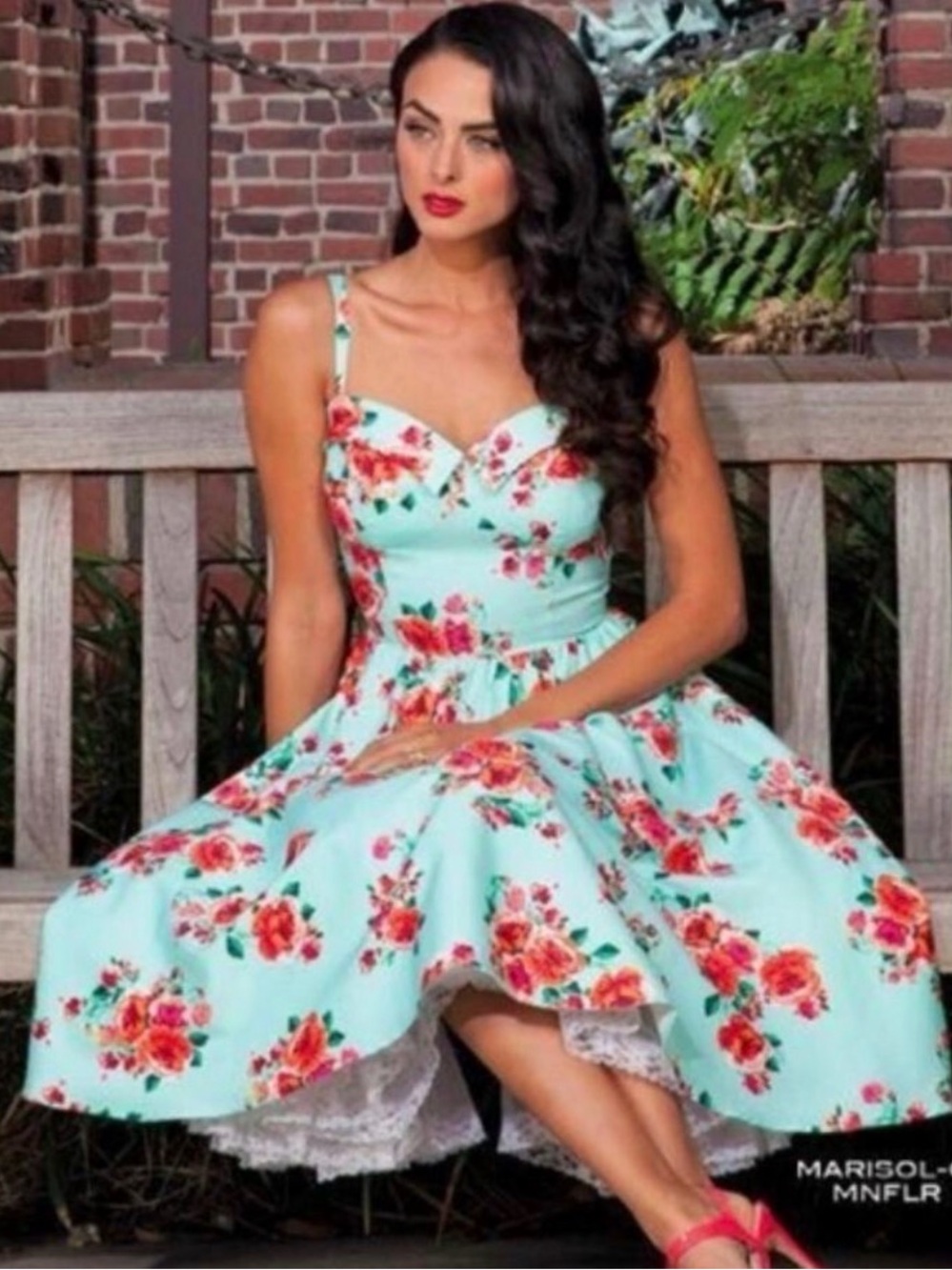 Stop Staring! Marisol aqua Blue Floral 1950s Swing Dress